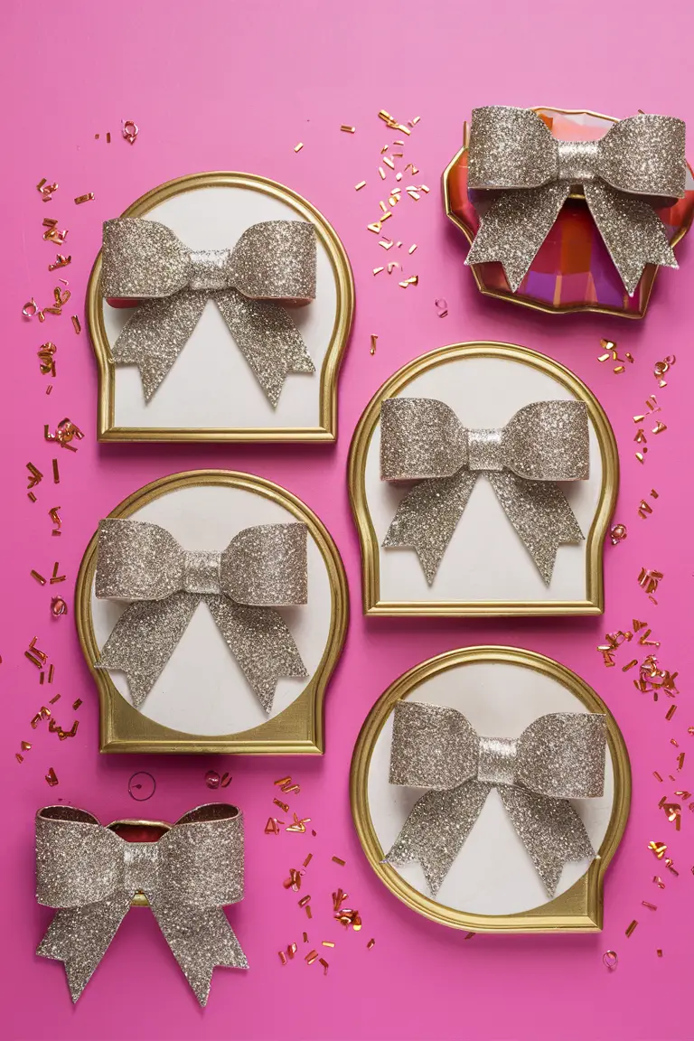 Glitter Bow Embellished Picture Frames