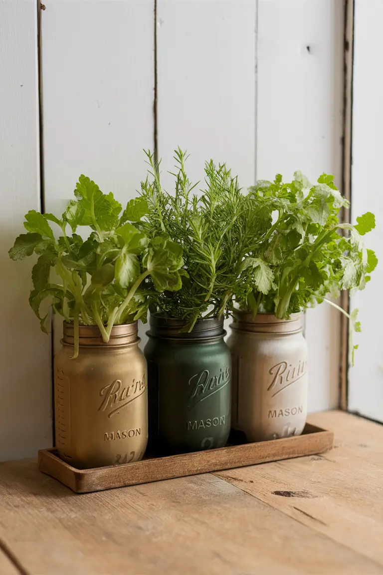 Mason Jar Herb Garden