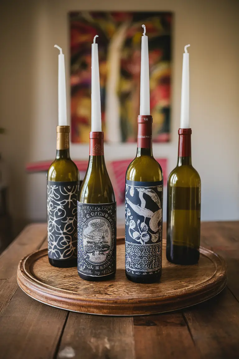 Wine Bottle Candle Holders