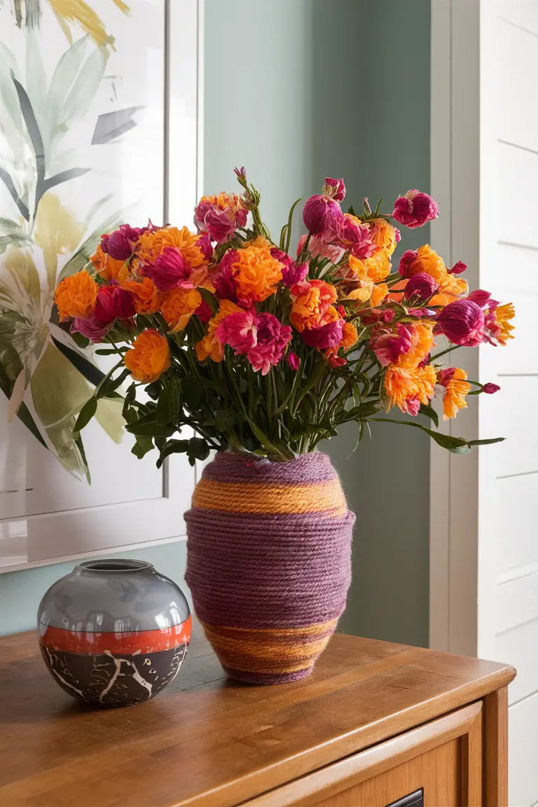 Yarn-Wrapped Vases